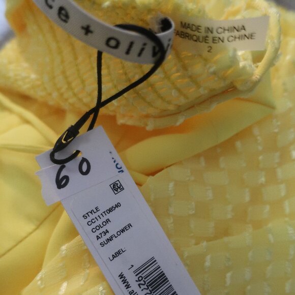NWT Womens Alice + Olivia Sunflower Yellow Maxi Dress 2 - Picture 8 of 8
